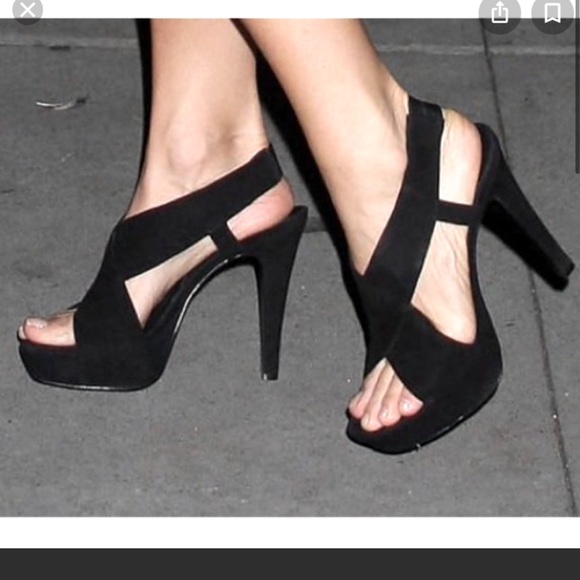 DVF Platform Black Suede Strappy Slingback Heels. - Picture 2 of 2